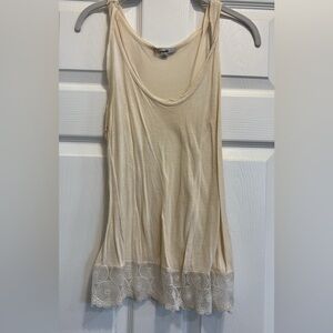 Cream Top with Lace Hem